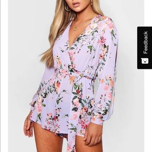 Long sleeve purple floral romper